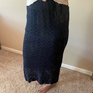 LC Lauren Conrad Blue Ribbed Midi Skirt